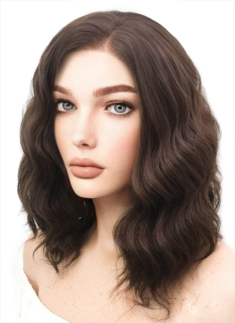 Medium Wavy Brown Lace Front Synthetic Hair Wig LF407 - Image 4