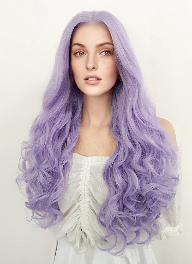 Critical Role: Imogen Temult Wavy Pastel Purple Lace Front Wig LF5110 - Image 4