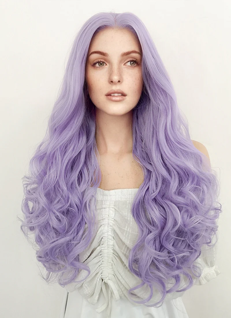 Critical Role: Imogen Temult Wavy Pastel Purple Lace Front Wig LF5110 - Image 5