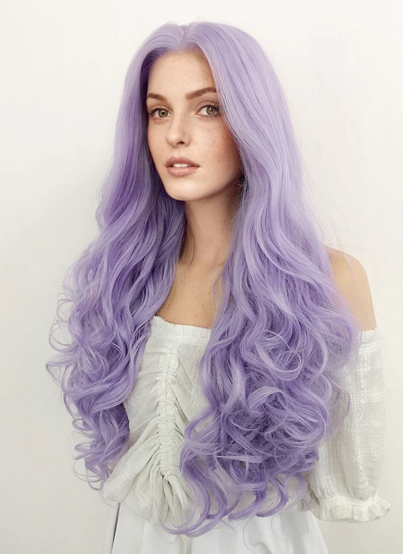 Critical Role: Imogen Temult Wavy Pastel Purple Lace Front Wig LF5110 - Image 7