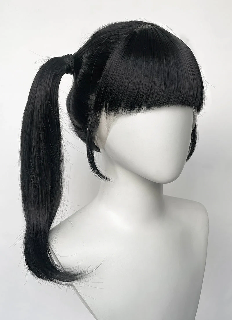 Demon Slayer: Kimetsu no Yaiba Tsuyuri Black Straight Lace Front Synthetic Wig LF6165 - Image 4