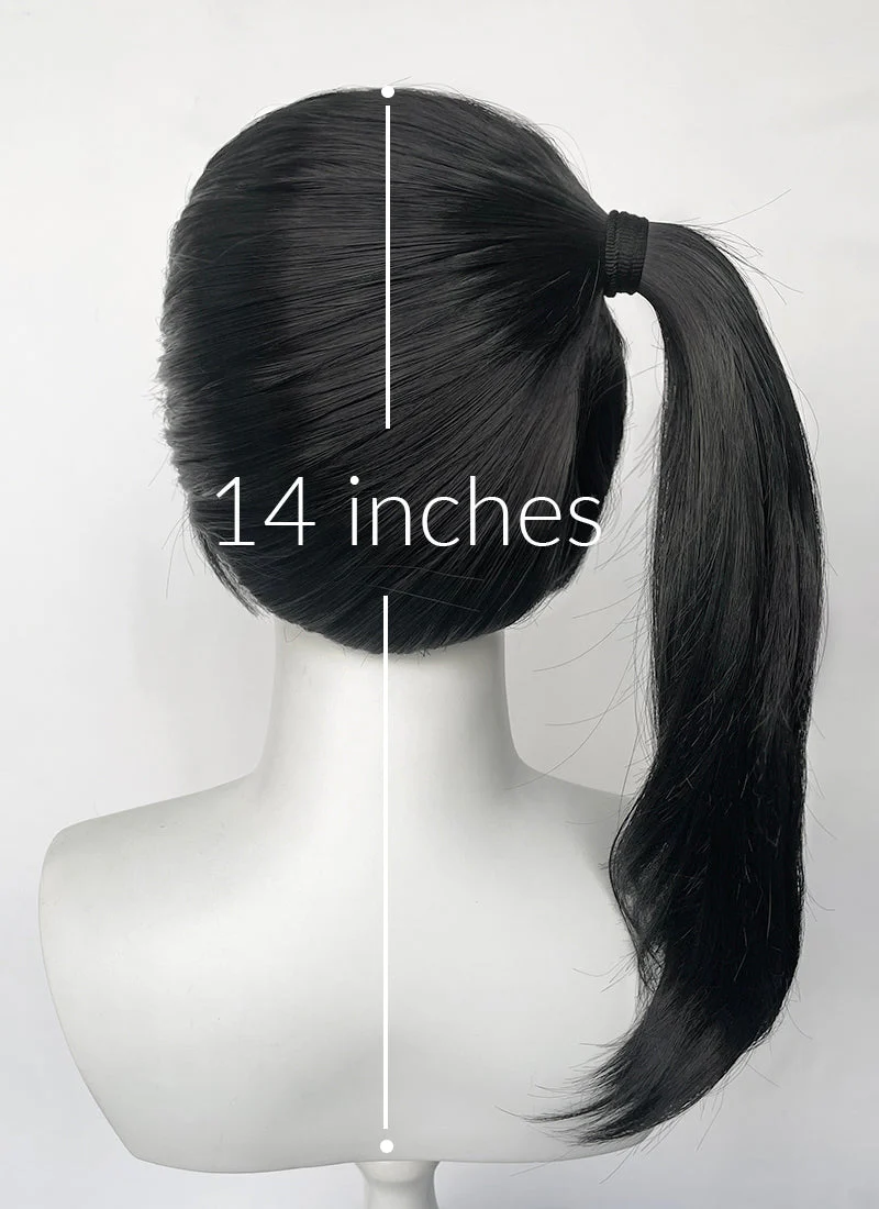 Demon Slayer: Kimetsu no Yaiba Tsuyuri Black Straight Lace Front Synthetic Wig LF6165 - Image 7