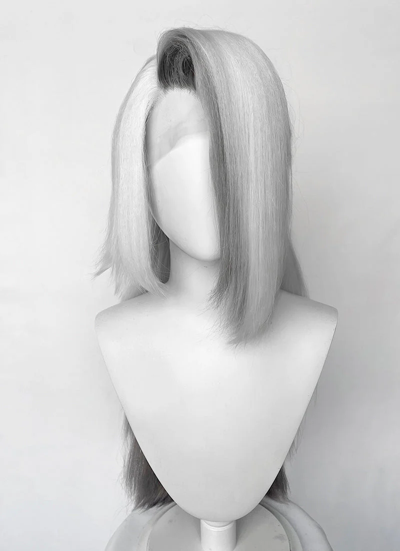 Hazbin Hotel Vaggi White With Dark Grey Straight Lace Front Synthetic Wig LF6166 - Image 10