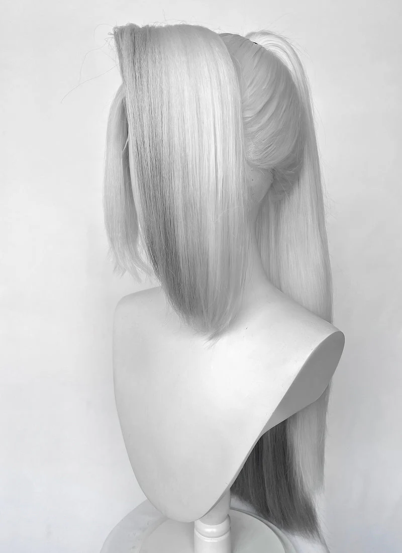 Hazbin Hotel Vaggi White With Dark Grey Straight Lace Front Synthetic Wig LF6166 - Image 11