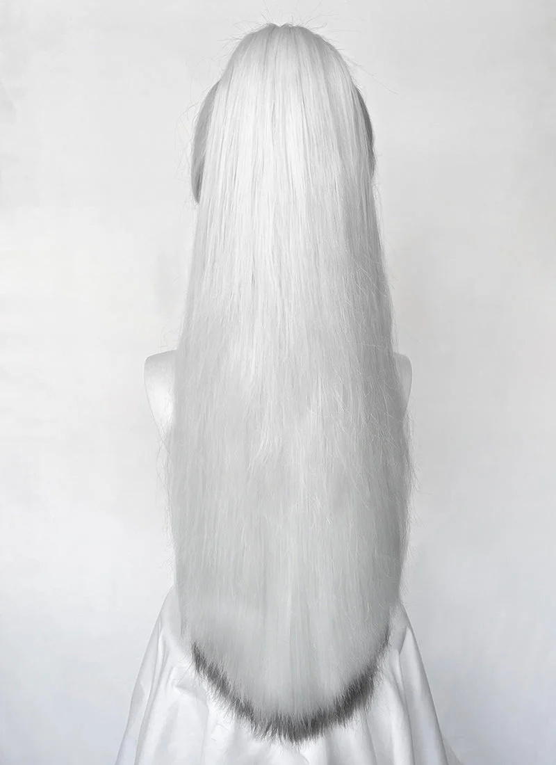 Hazbin Hotel Vaggi White With Dark Grey Straight Lace Front Synthetic Wig LF6166 - Image 13