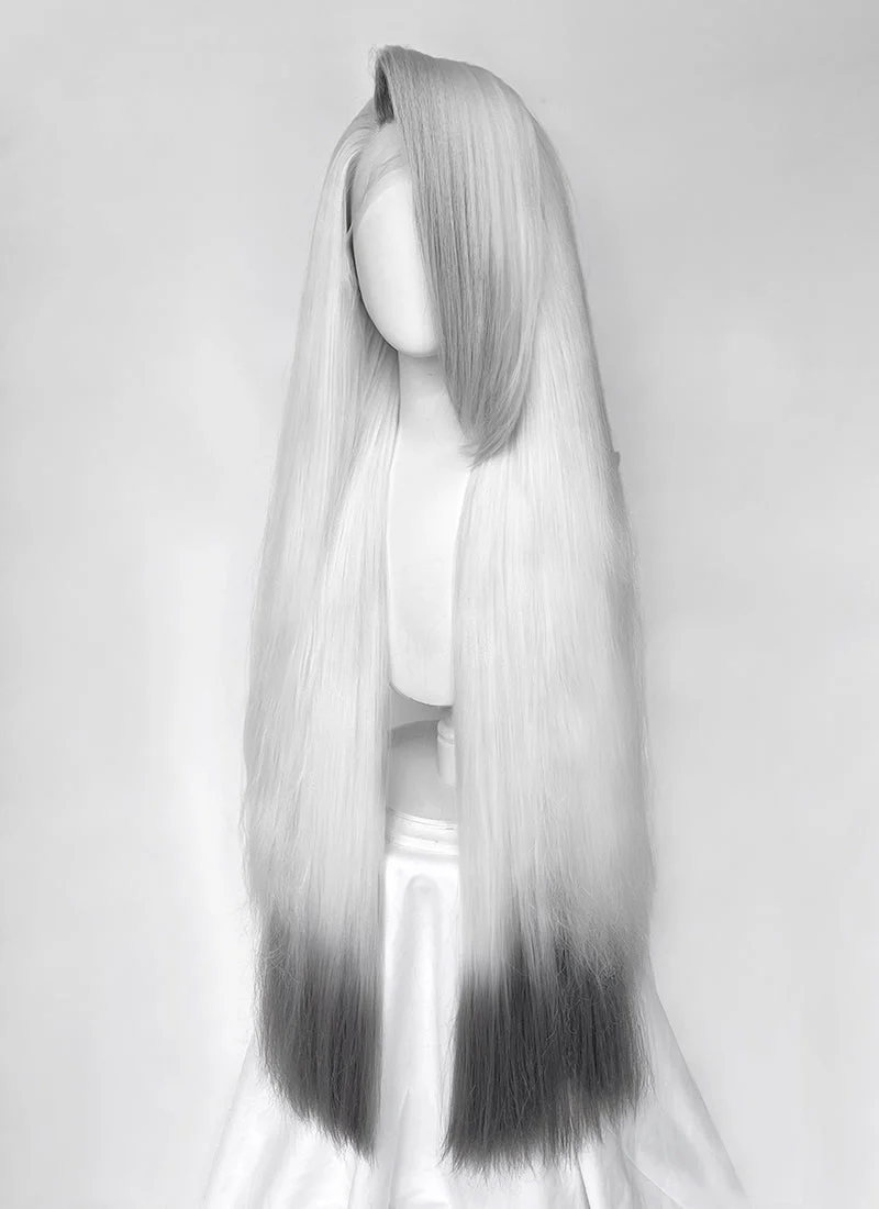 Hazbin Hotel Vaggi White With Dark Grey Straight Lace Front Synthetic Wig LF6166 - Image 15