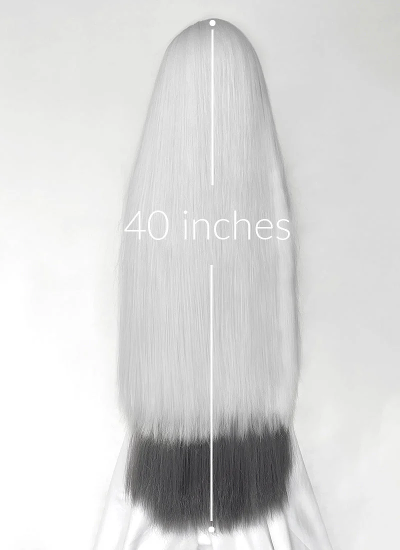 Hazbin Hotel Vaggi White With Dark Grey Straight Lace Front Synthetic Wig LF6166 - Image 18