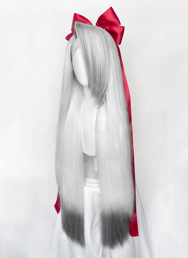 Hazbin Hotel Vaggi White With Dark Grey Straight Lace Front Synthetic Wig LF6166 - Image 8