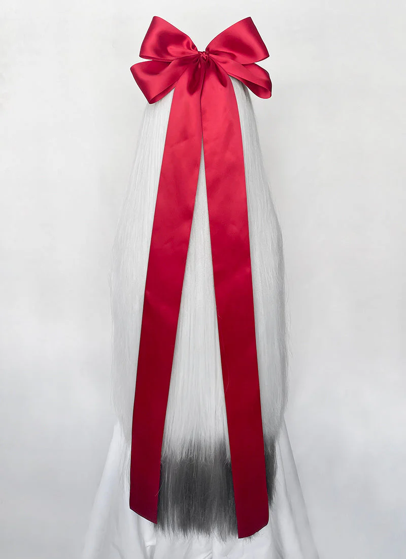 Hazbin Hotel Vaggi White With Dark Grey Straight Lace Front Synthetic Wig LF6166 - Image 9