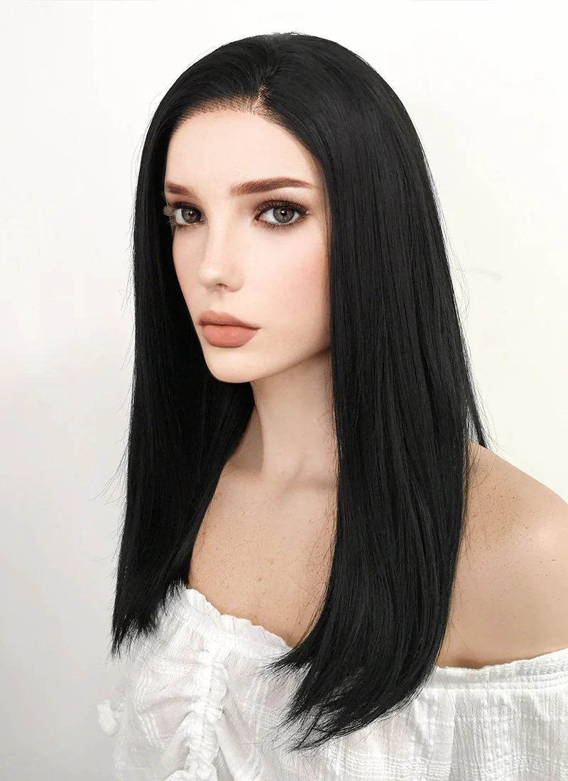 Long Straight Black Lace Front Synthetic Hair Wig LW769 - Image 4