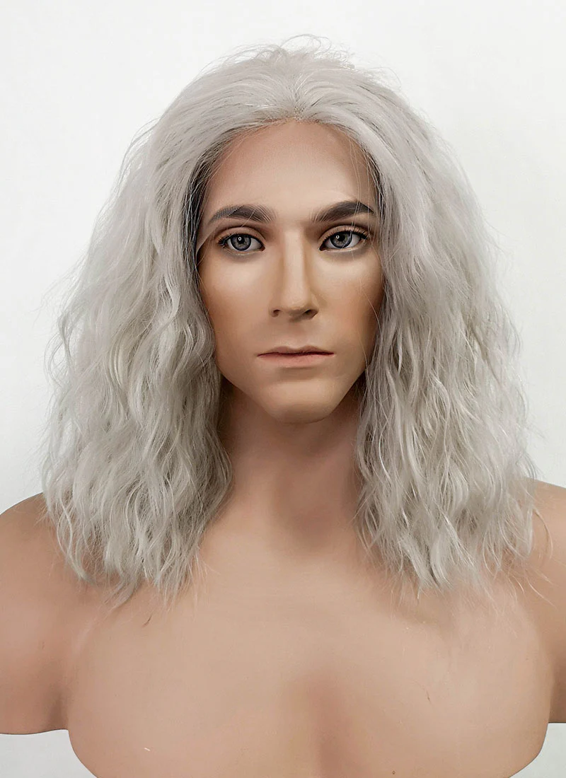 The Witcher Geralt of Rivia Curly Silver Grey Lace Front Men's Wig LFX5127 - Image 10
