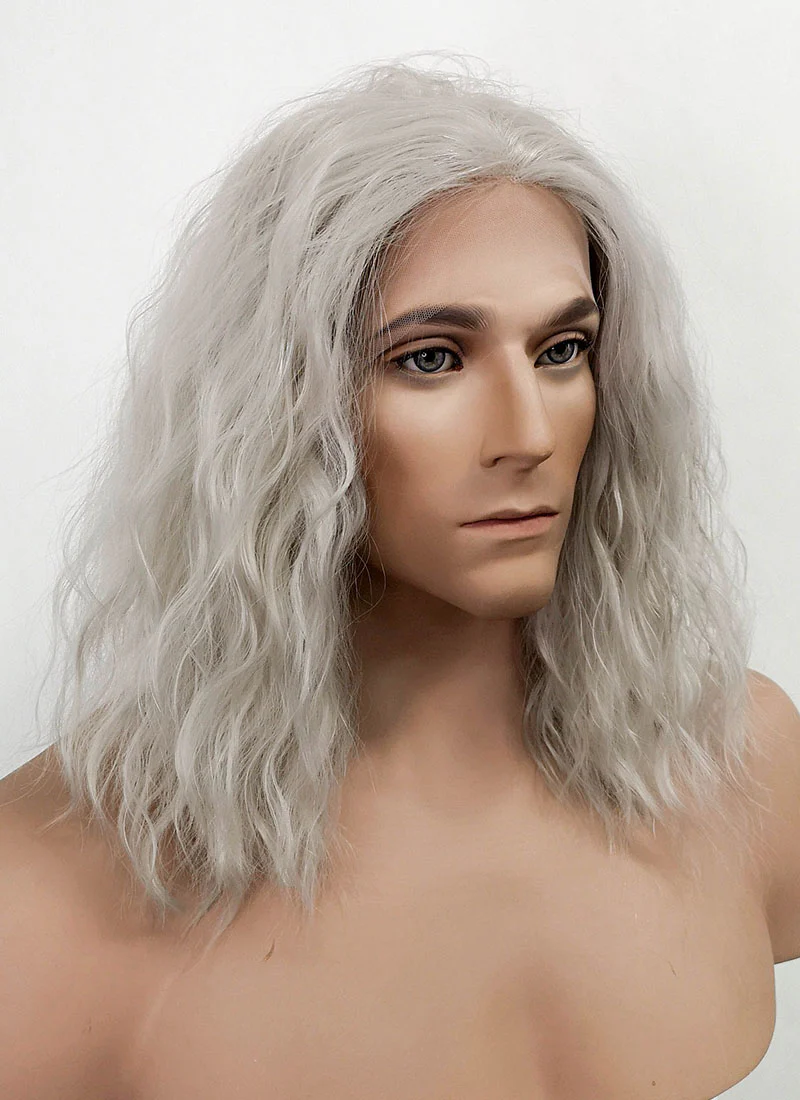 The Witcher Geralt of Rivia Curly Silver Grey Lace Front Men's Wig LFX5127 - Image 11