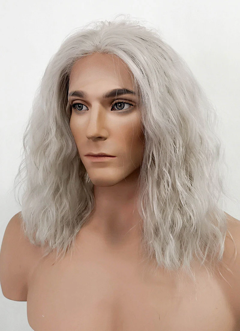 The Witcher Geralt of Rivia Curly Silver Grey Lace Front Men's Wig LFX5127 - Image 12