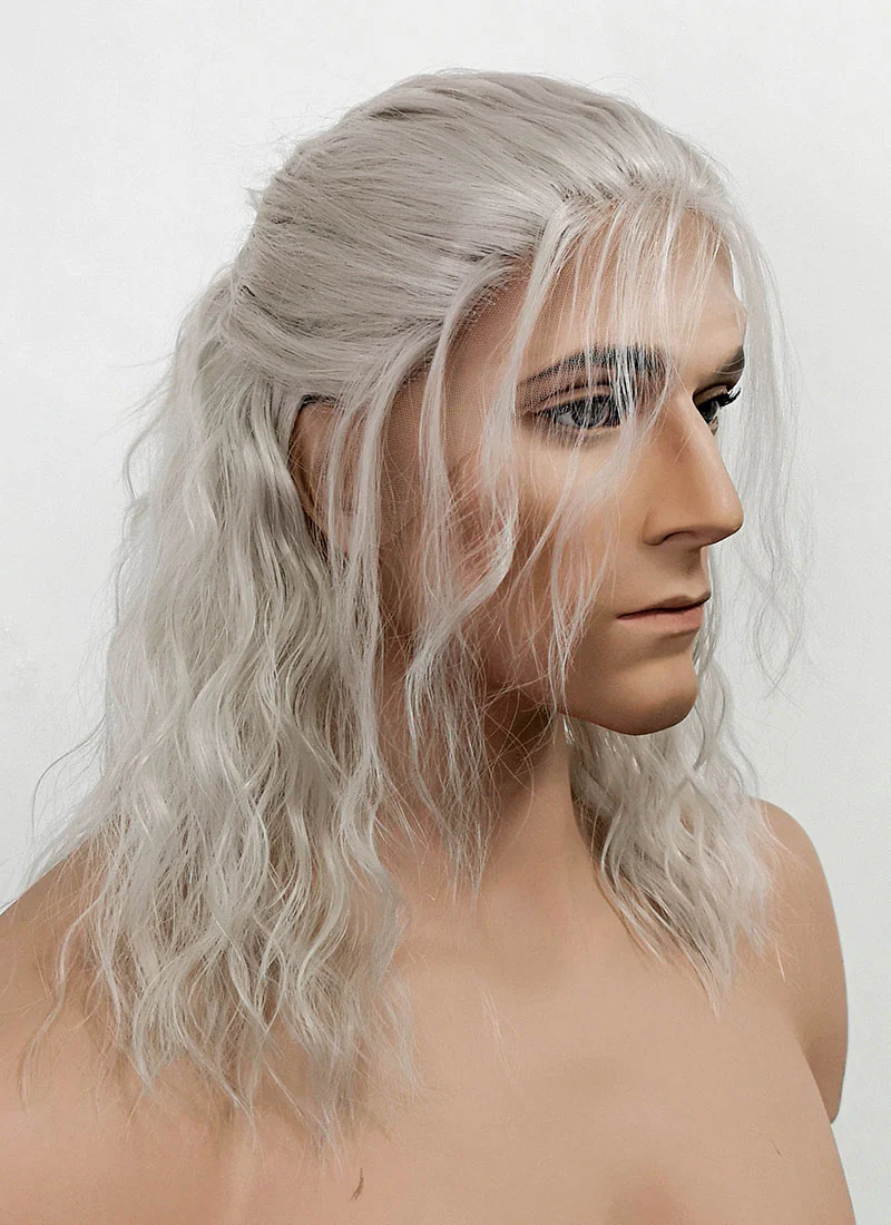 The Witcher Geralt of Rivia Curly Silver Grey Lace Front Men's Wig LFX5127 - Image 5