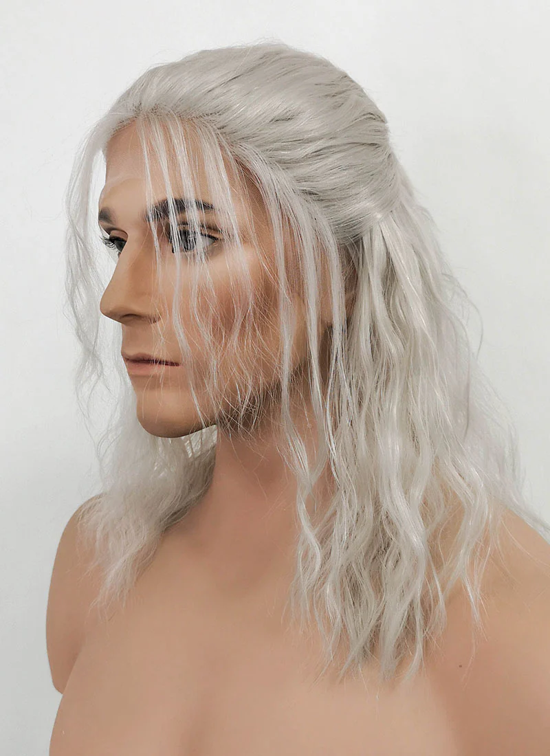 The Witcher Geralt of Rivia Curly Silver Grey Lace Front Men's Wig LFX5127 - Image 6