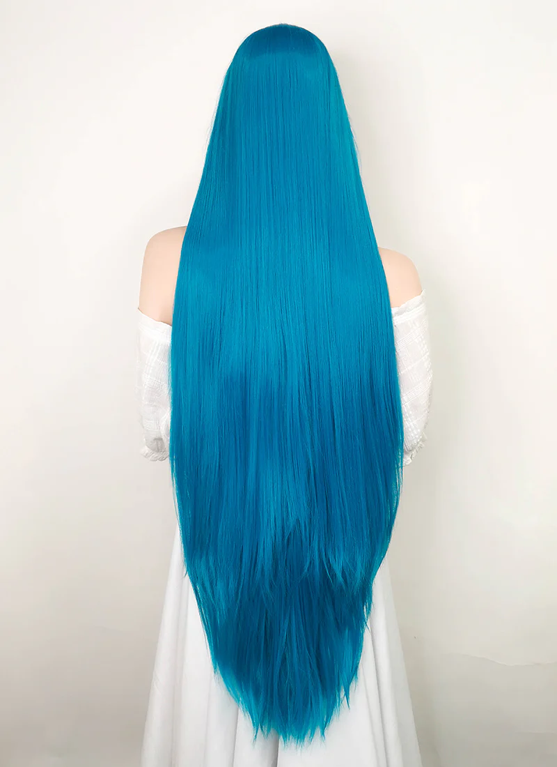 League of Legends LOL Arcane Jinx Long Straight Turquoise Blue Lace Front Synthetic Wig LN6020 - Image 13