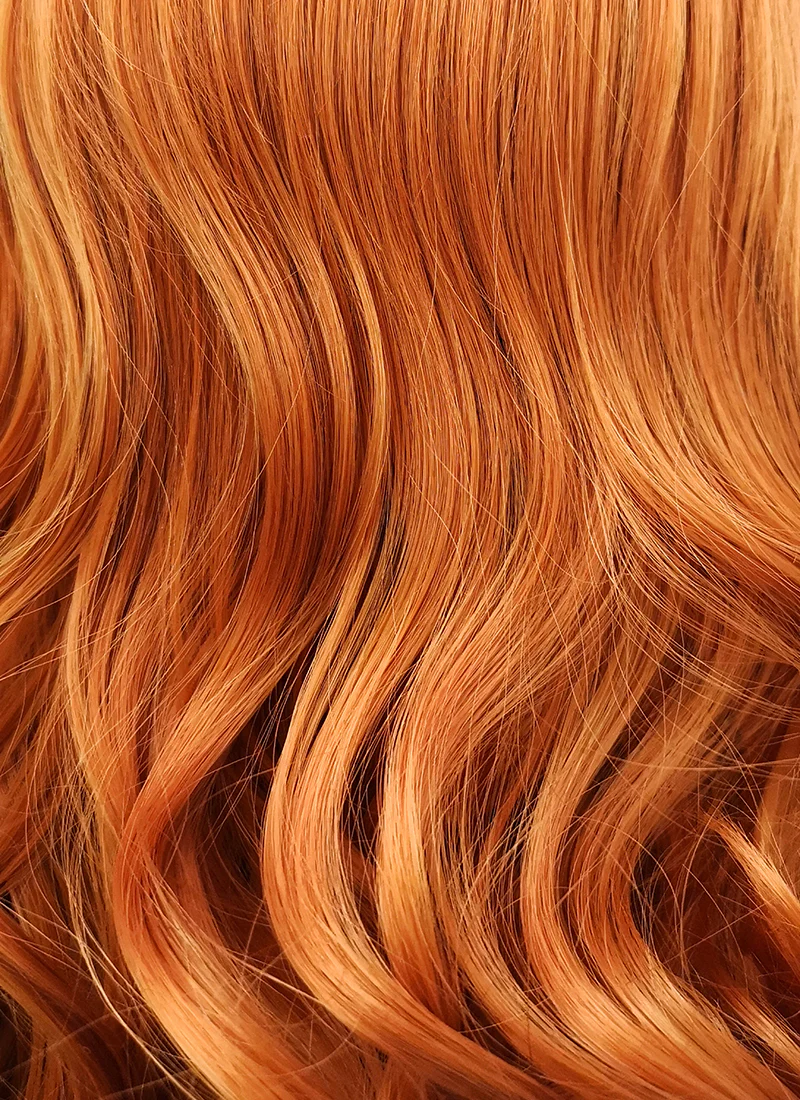 Long Wavy Pumpkin Orange Lace Front Synthetic Hair Wig LW085E - Image 7