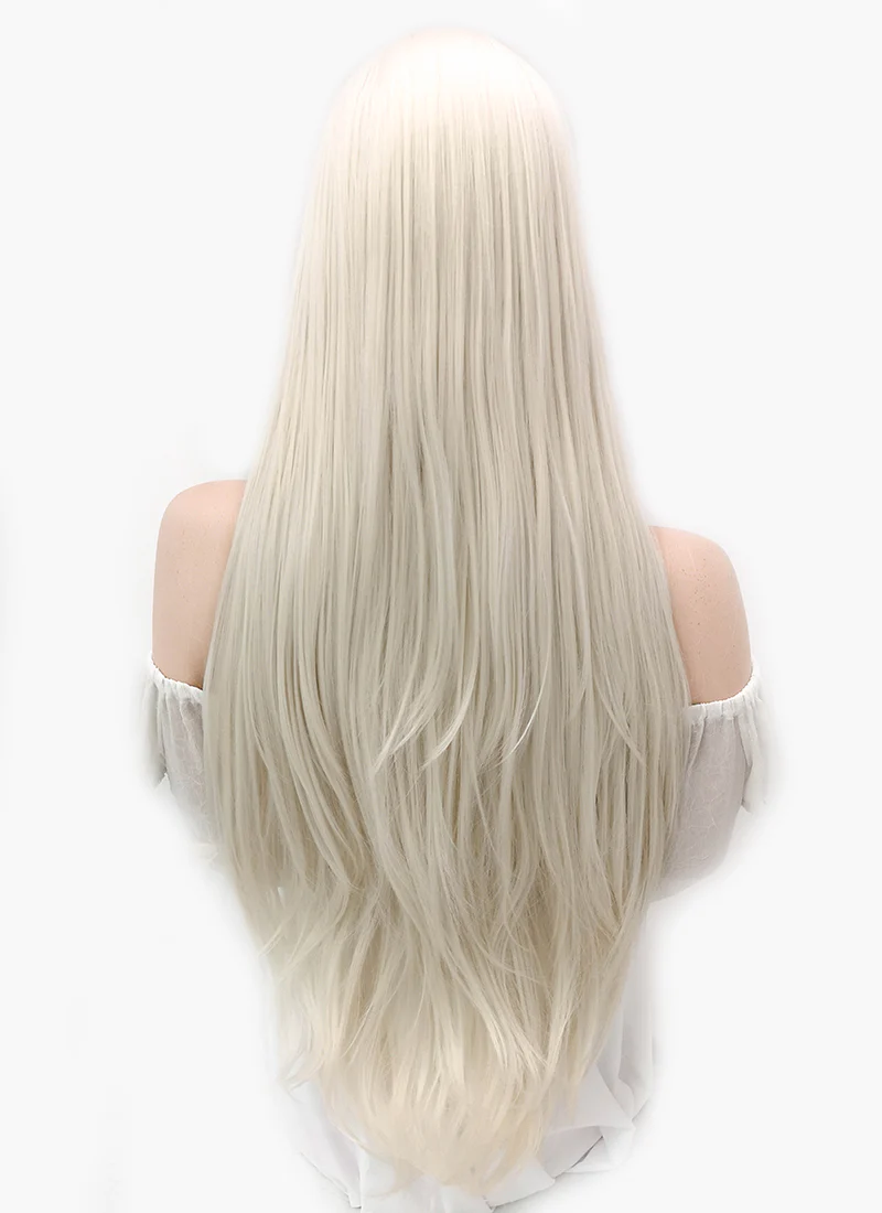 Long Straight Platinum Blonde Lace Front Synthetic Hair Wig LW150D - Image 6