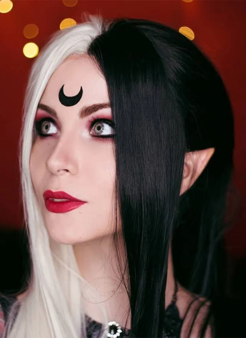 Long Straight Light Blonde Mixed Black Lace Front Synthetic Hair Wig LW1531 - Image 7