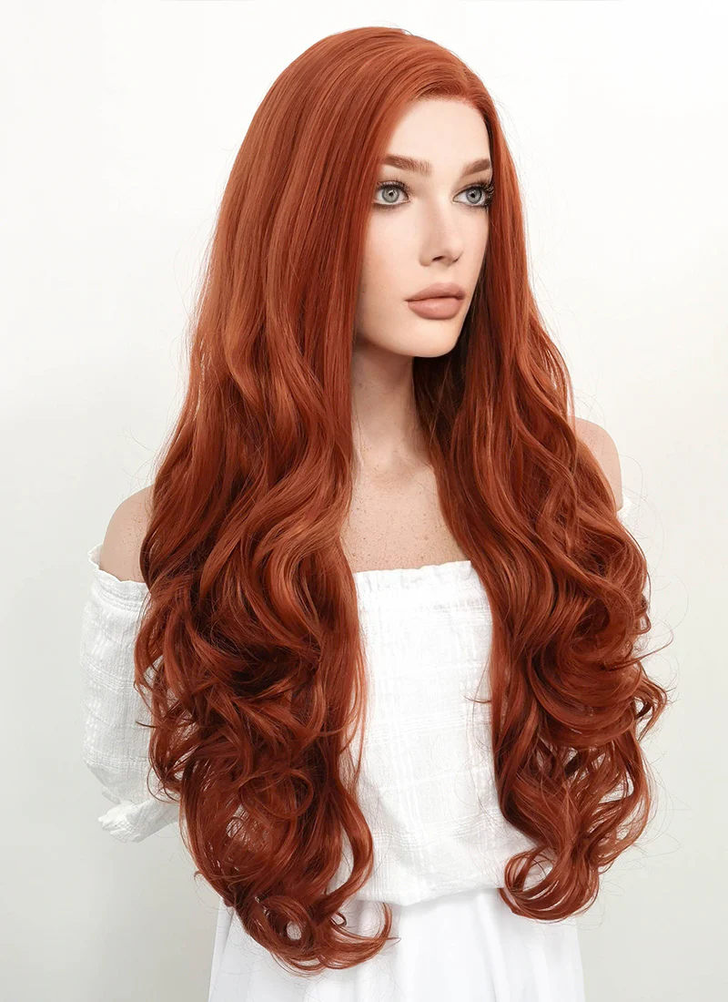 Long Curly Reddish Brown Lace Front Synthetic Hair Wig LW735 - Image 4