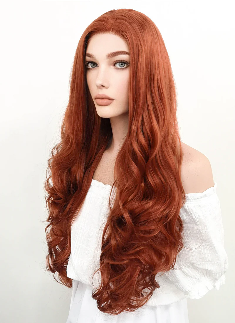 Long Curly Reddish Brown Lace Front Synthetic Hair Wig LW735 - Image 5