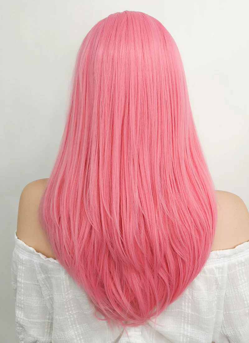 Long Straight Pastel Pink Lace Front Synthetic Hair Wig LW769C - Image 6
