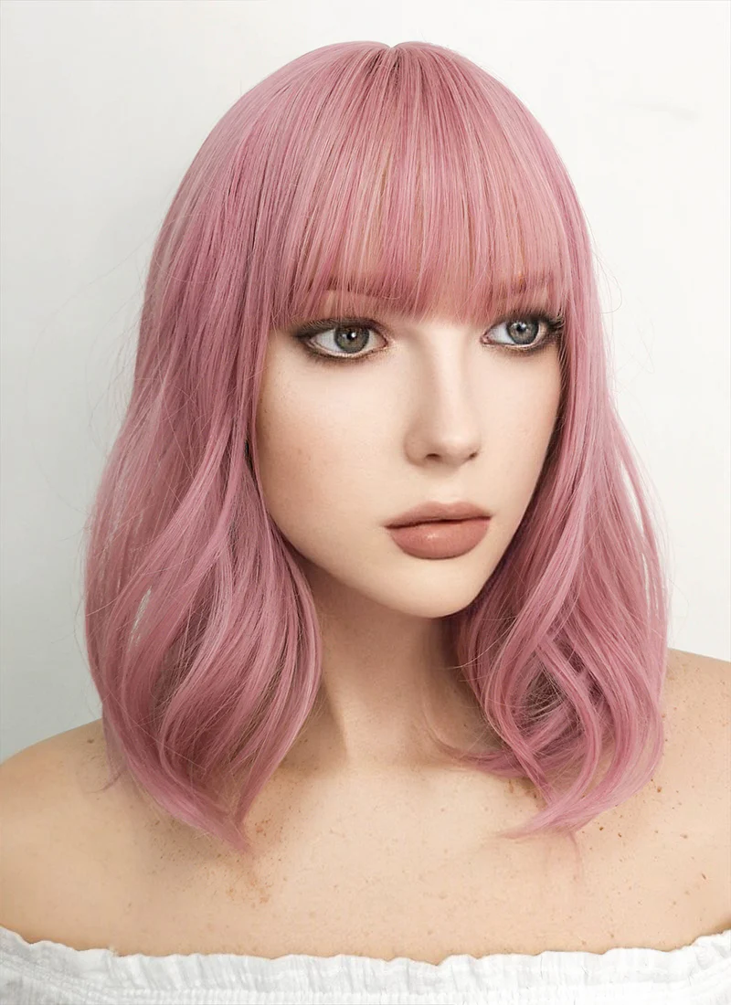 Medium Wavy Pink Bob Cosplay Wig NS063 - Image 3