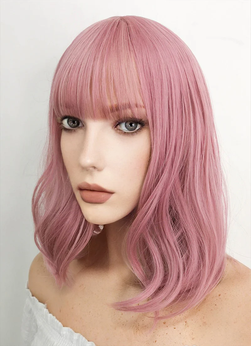Medium Wavy Pink Bob Cosplay Wig NS063 - Image 4