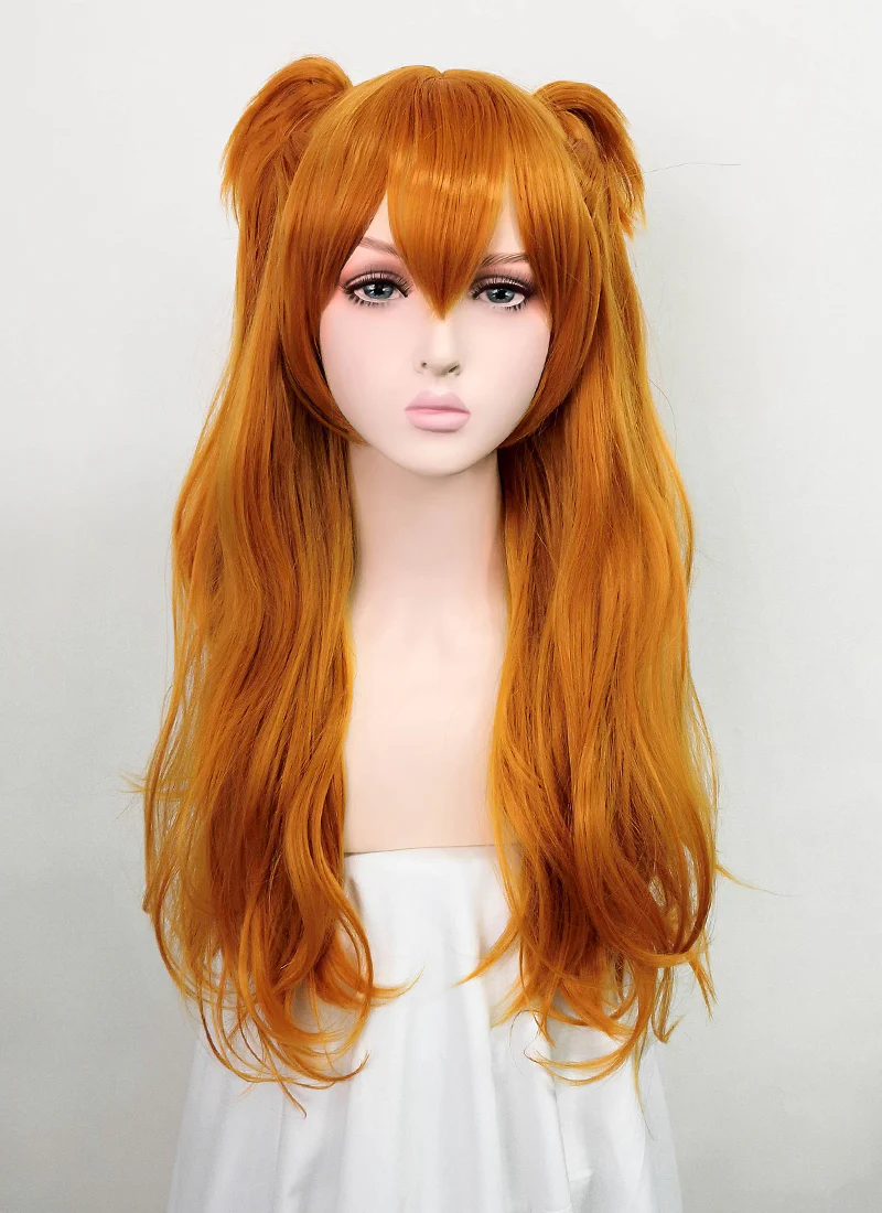 EVA NEON GENESIS EVANGELION Asuka Langley Soryu Long Orange Cosplay Wig + Ponytails TB1630 - Image 4