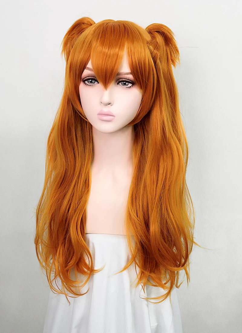EVA NEON GENESIS EVANGELION Asuka Langley Soryu Long Orange Cosplay Wig + Ponytails TB1630 - Image 5