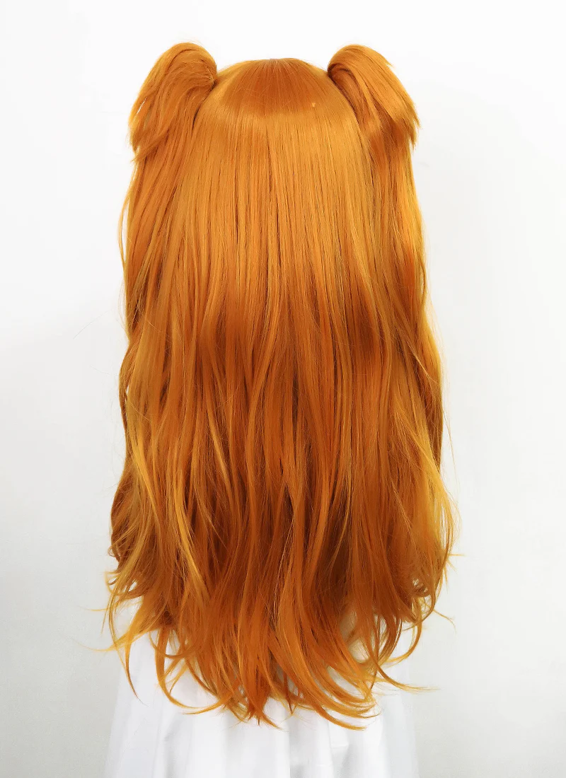 EVA NEON GENESIS EVANGELION Asuka Langley Soryu Long Orange Cosplay Wig + Ponytails TB1630 - Image 6