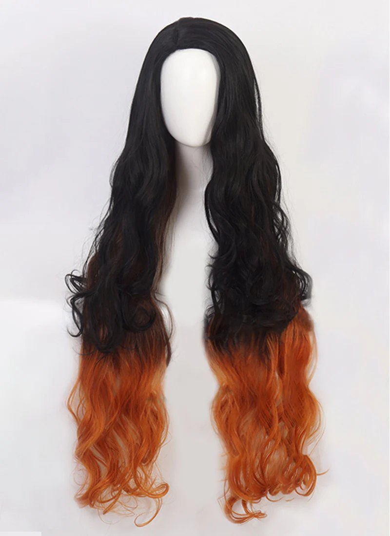 Demon Slayer: Kimetsu No Yaiba Kamado Nezuko Long Black With Orange Cosplay Wig TBZ1161 - Image 3