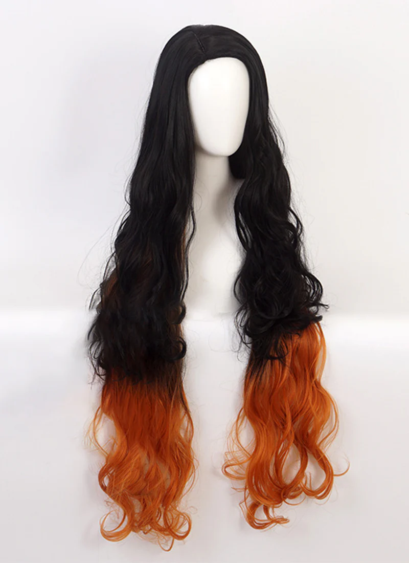 Demon Slayer: Kimetsu No Yaiba Kamado Nezuko Long Black With Orange Cosplay Wig TBZ1161 - Image 4