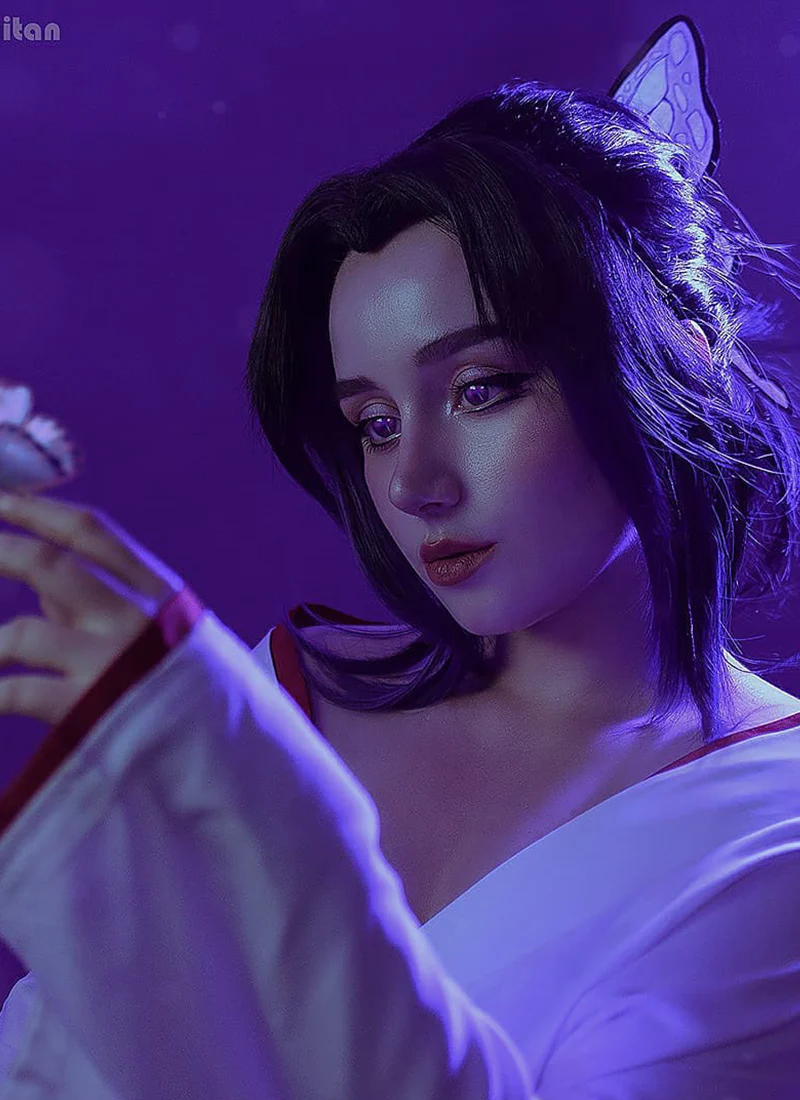 Demon Slayer: Kimetsu No Yaiba Kochou Shinobu Short Black With Purple Cosplay Wig TBZ1165 - Image 3