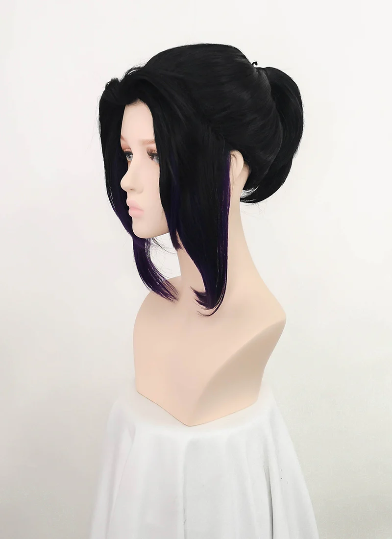 Demon Slayer: Kimetsu No Yaiba Kochou Shinobu Short Black With Purple Cosplay Wig TBZ1165 - Image 5